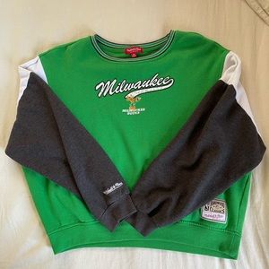 Milwaukee Bucks Cropped Crewneck with Retro Logo